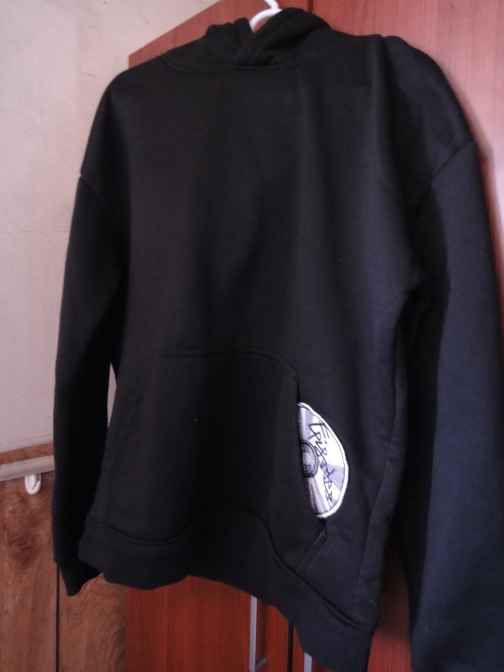 Men's Black Crewneck Sweater with Front Pocket Detail